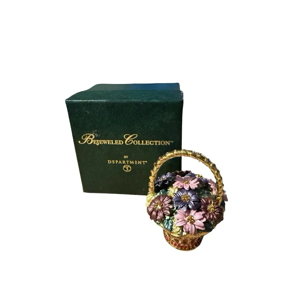 DEPARTMENT 56 BEJEWELED COLLECTION JEWELED Flower Basket TRINKET BOX